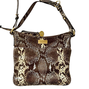 Brahmin Truffle Python Ombre Patent Leather Crossbody Shoulder Bag